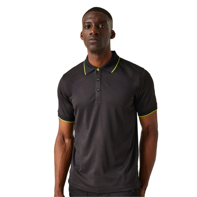 Regatta Heren navigate poloshirt met korte mouwen UTRG10810_blacklimegreen large