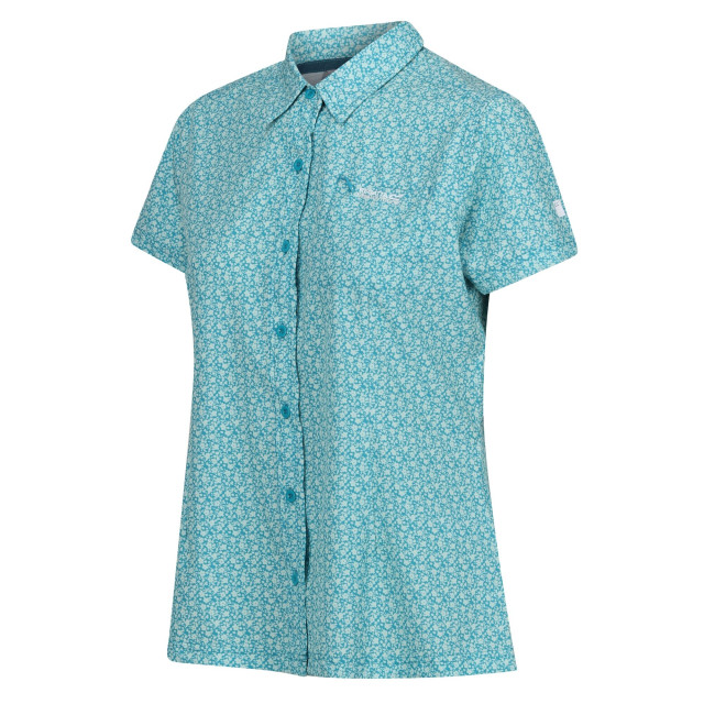 Regatta Dames gebloemd packaway reisshirt met korte mouwen UTRG10918_tahoeblue large
