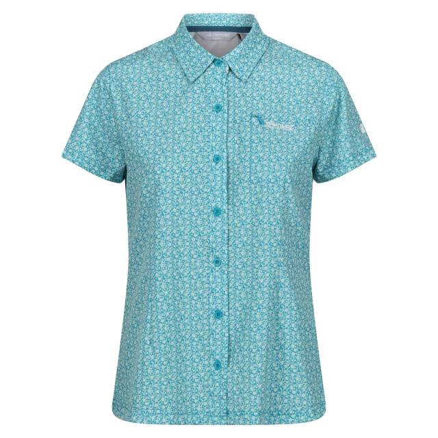 Regatta Dames gebloemd packaway reisshirt met korte mouwen UTRG10918_tahoeblue large