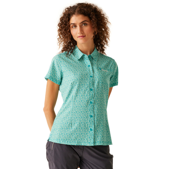 Regatta Dames gebloemd packaway reisshirt met korte mouwen UTRG10918_tahoeblue large