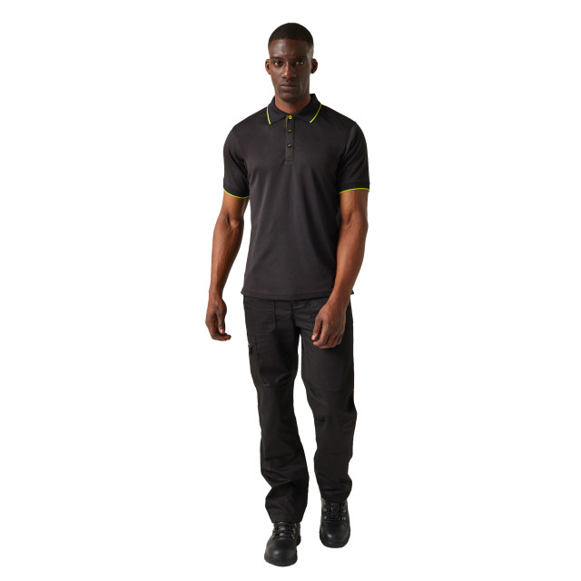 Regatta Heren navigate poloshirt met korte mouwen UTRG10810_blacklimegreen large