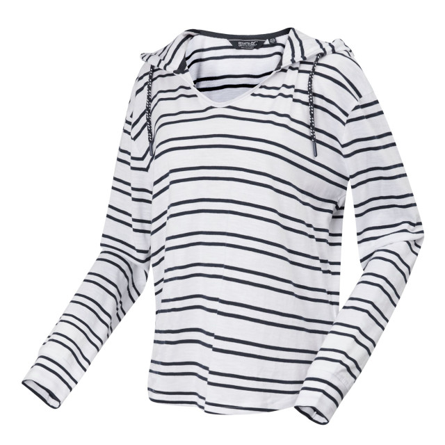 Regatta Dames minerve stripe v hals hoodie UTRG9887_whitenavy large