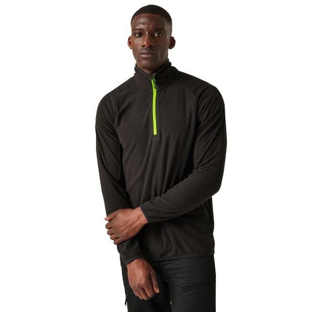 Regatta Heren navigate half zip fleece UTRG9760_blacklimegreen large