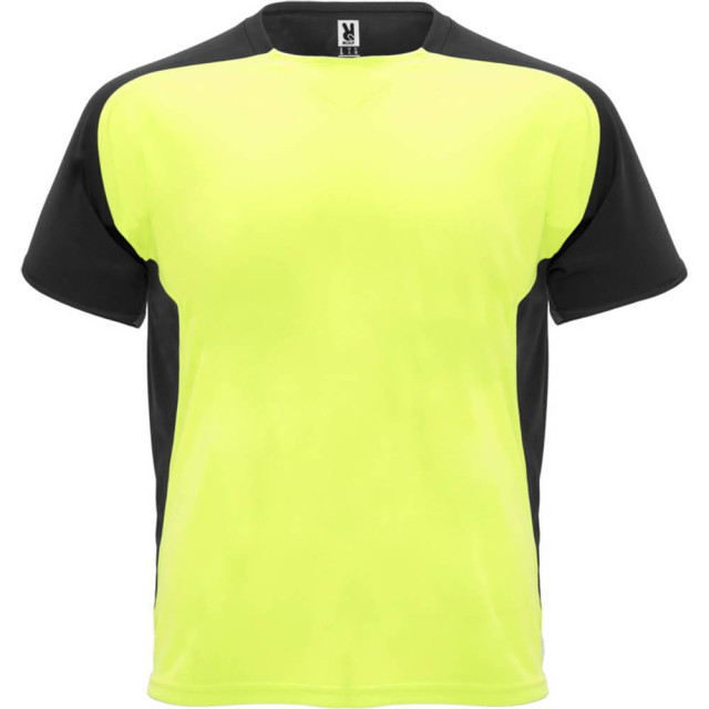 Roly Kinder/kinder bugatti sport t-shirt met korte mouwen UTPF4440_fluorescentyellowsolidblack large