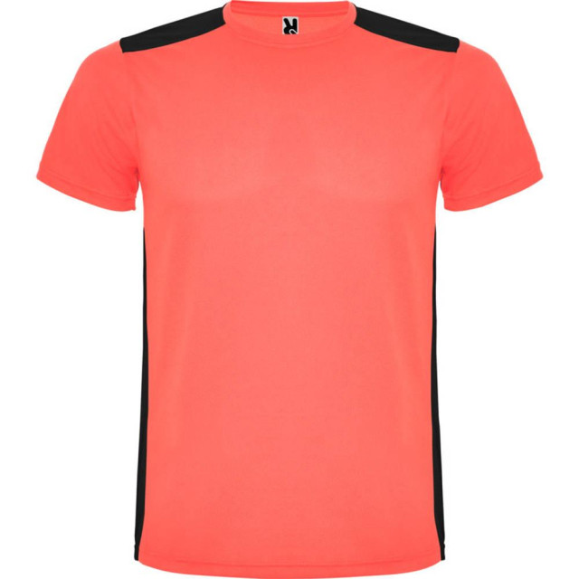 Roly Kinderen/kinderen detroit sport t-shirt UTPF4444_fluorescentcoralsolidblack large