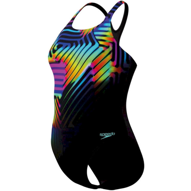Speedo eco+ dig printed medalist bla/yel badpak sport dames 069131_994-36 large