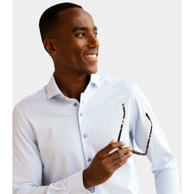 R2 Amsterdam Casual hemd lange mouw light blue knitted stripe 128.wsp.038/018 184367 large