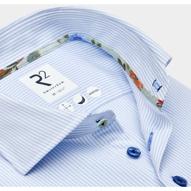 R2 Amsterdam Casual hemd lange mouw light blue knitted stripe 128.wsp.038/018 184367 large