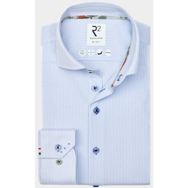 R2 Amsterdam Casual hemd lange mouw light blue knitted stripe 128.wsp.038/018 184367 large