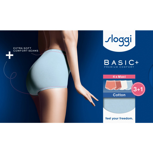 Sloggi Basic+ maxi 4-pack multi-colour v022 Sloggi Dames Basic+ Maxi 4 pack 10103326 V022 Multi Colour large