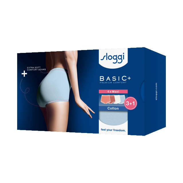 Sloggi Basic+ maxi 4-pack multi-colour v022 Sloggi Dames Basic+ Maxi 4 pack 10103326 V022 Multi Colour large