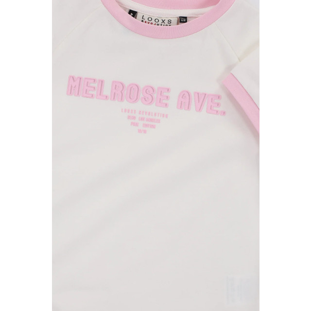 Looxs Revolution T-shirt offwhite contrast voor meisjes in de kleur 2512-5401-001 large