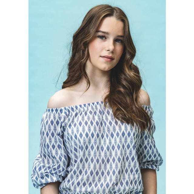 Looxs Revolution Offshoulder top blue print voor meisjes in de kleur 2512-5135-192 large