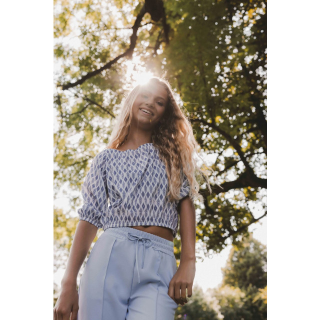 Looxs Revolution Offshoulder top blue print voor meisjes in de kleur 2512-5135-192 large