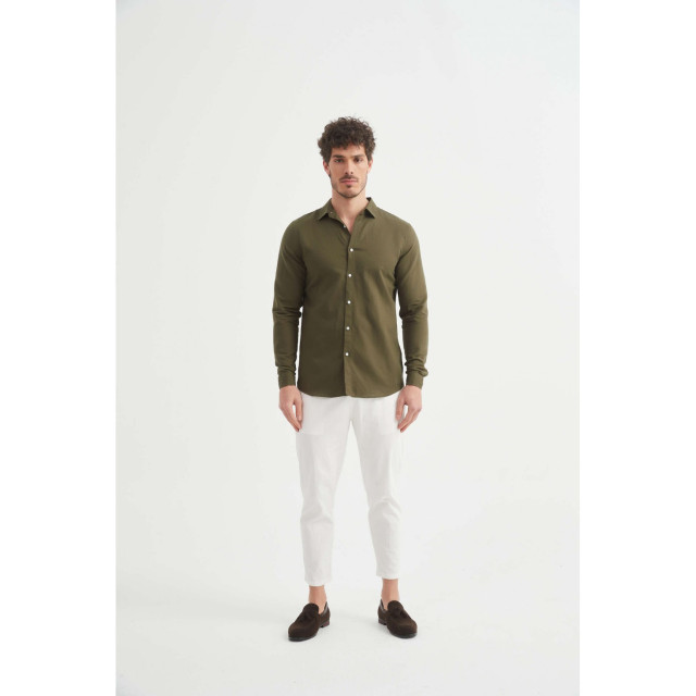 William de Faye Linnen shirt kaki WM25-154-KAKI large