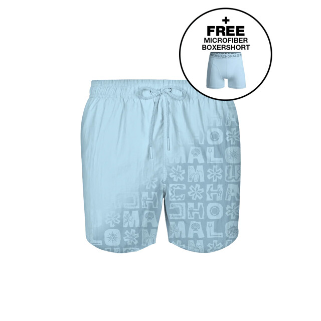 Muchachomalo Jongens zwembroek print licht + gratis microfiber boxershort WATRC2062-19J large