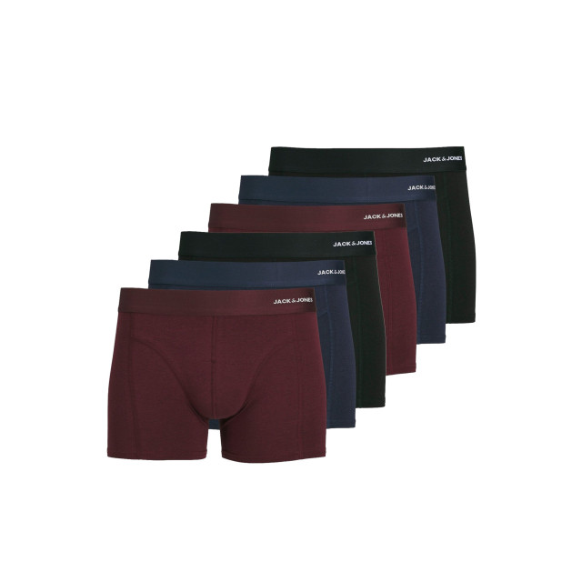 Jack & Jones Heren boxershorts trunks effen jacbasic bamboe 6-pack rood/blauw/zwart 12198852-2x-PORT-ROYALE large