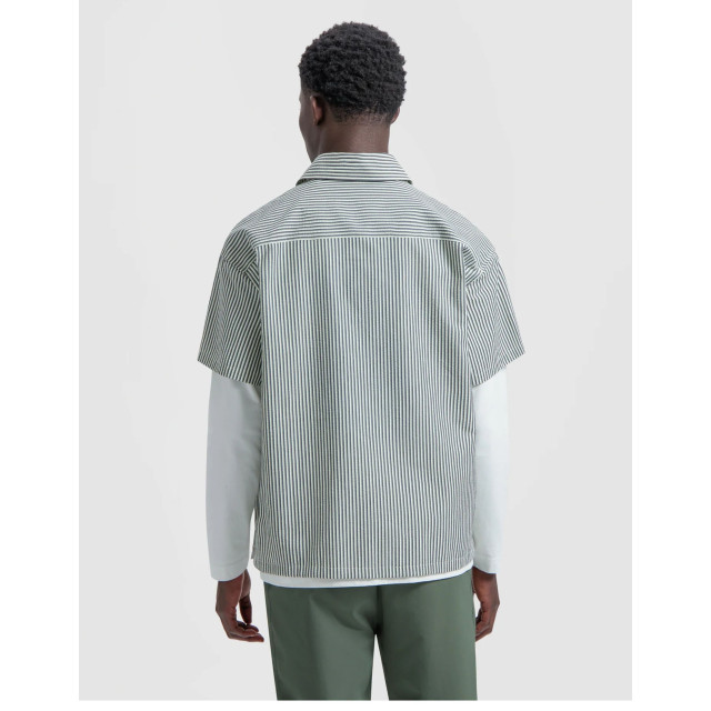 Olaf Hussein Boxy seersucker stripe shirt ss korte mouw overhemden m200303 M200303 large