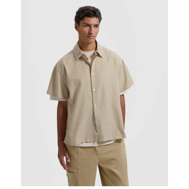 Olaf Hussein Boxy seersucker stripe shirt ss korte mouw overhemden m200303 M200303 large