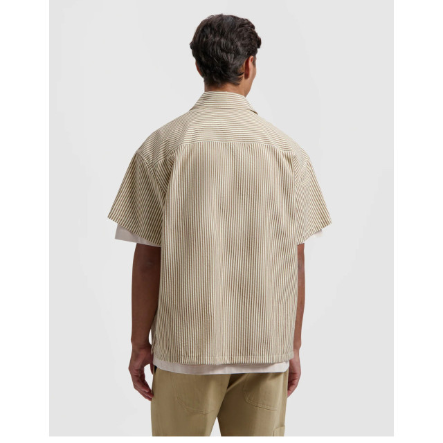 Olaf Hussein Boxy seersucker stripe shirt ss korte mouw overhemden m200303 M200303 large