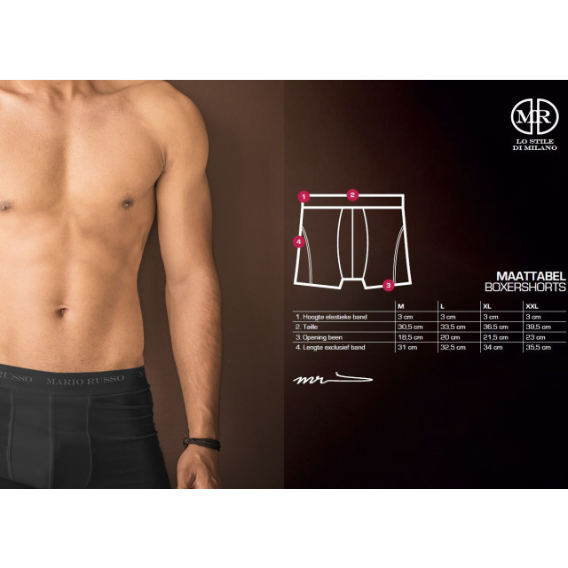 Mario Russo 6-pack long fit boxers MR-6P-BLK-XL large