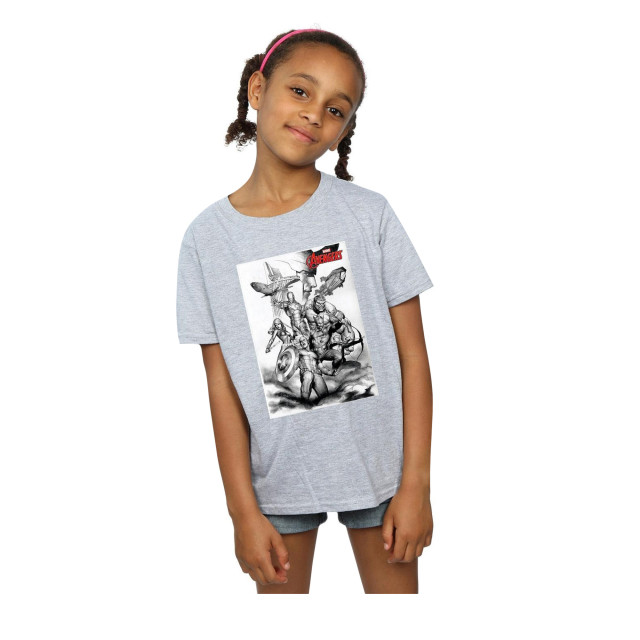 Li-cense Marvel meisjes avengers assemble team schets katoenen t-shirt UTBI2597_sportsgrey large