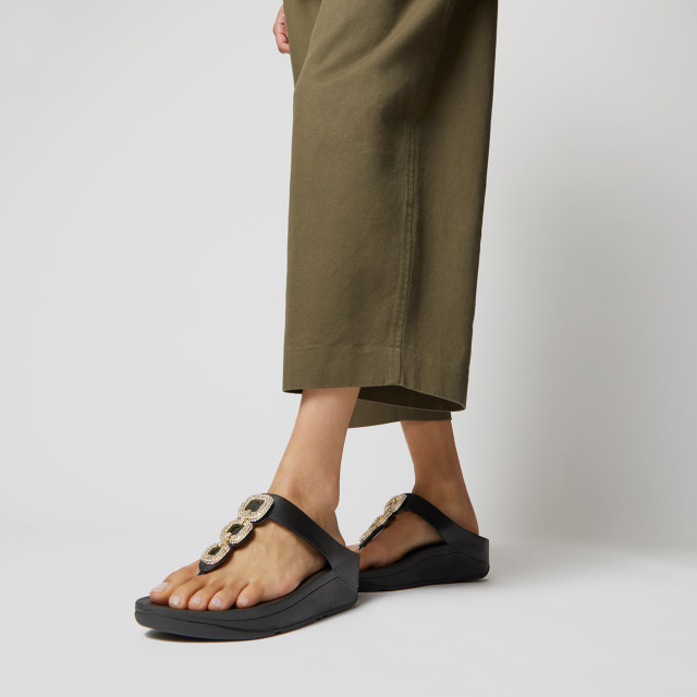 FitFlop Fino crystal-chain leather toe-post sandals HX2 large