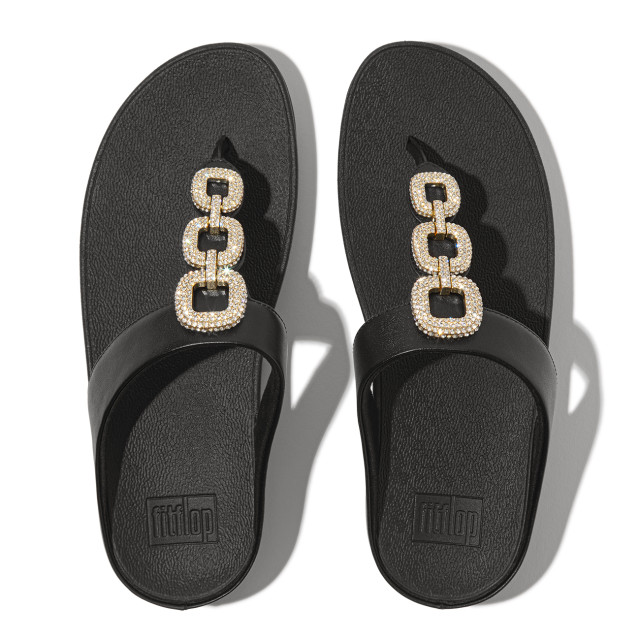 FitFlop Fino crystal-chain leather toe-post sandals HX2 large