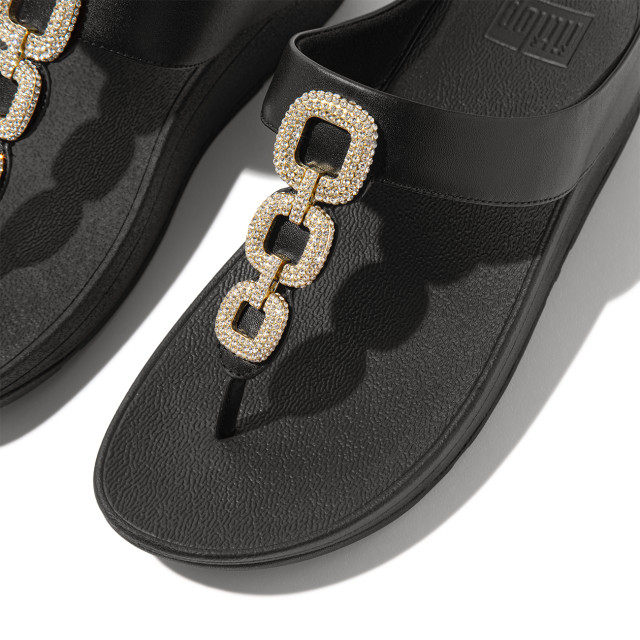 FitFlop Fino crystal-chain leather toe-post sandals HX2 large