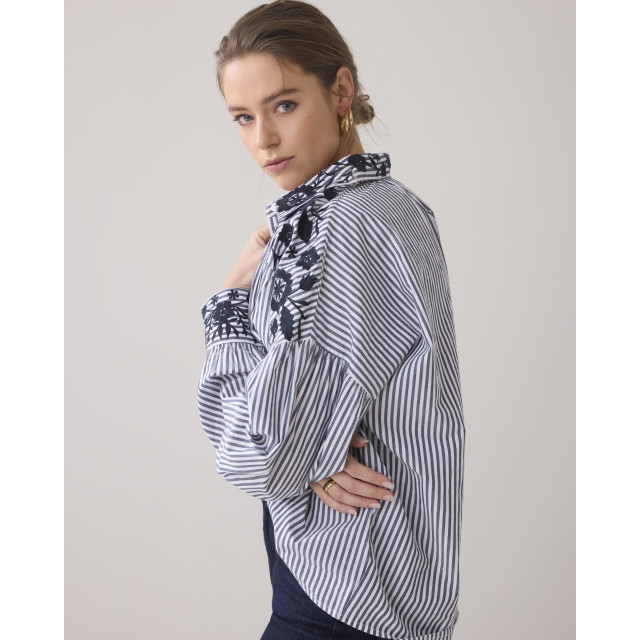 Summum Longsleeve blouse stripe cotton 2s3228-12011 2s3228-12011 large