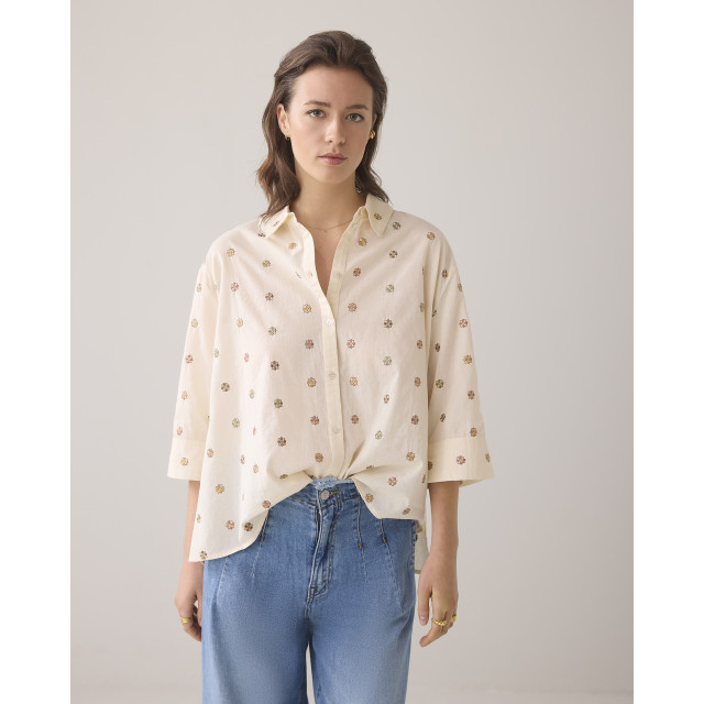 Summum 3/4 sleeve blouse scattered emboideryy 2s3054-11624 2s3054-11624 large