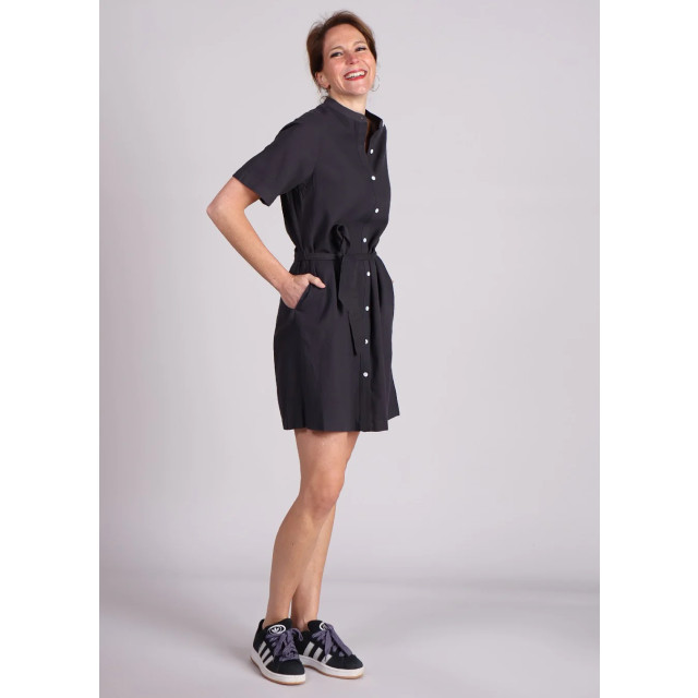 Moss Copenhagen Pennie ginia jurk midi donkergrijs strikceintuur 9308510781768 large