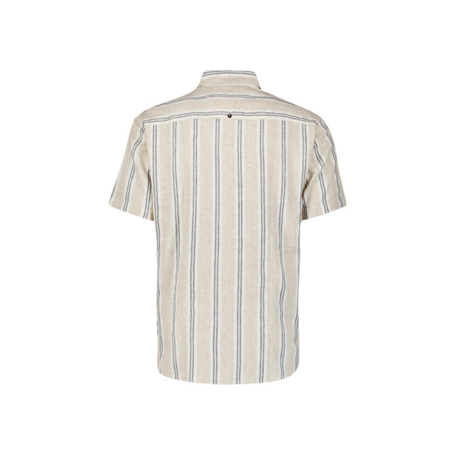 No Excess Shirt short lseeve bobby vertical stripe with linen zand dessin 5319.06.0005 large