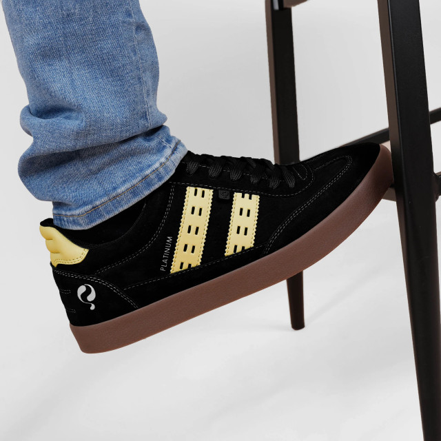 Q1905 Sneaker platinum zwart/lichtgeel QM1244616-199-1 large
