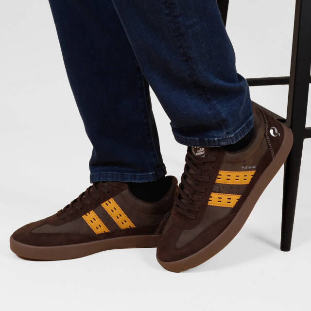 Q1905 Sneaker platinum donkerbruin/geel QM1244616-800-1 large