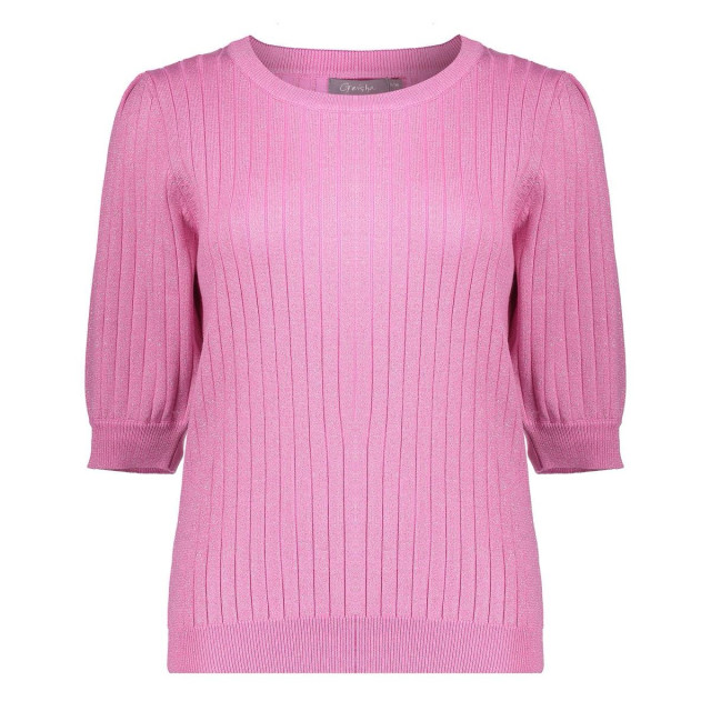 Geisha Pullover rib short sleeves lurex pink 4219.64.0003 large