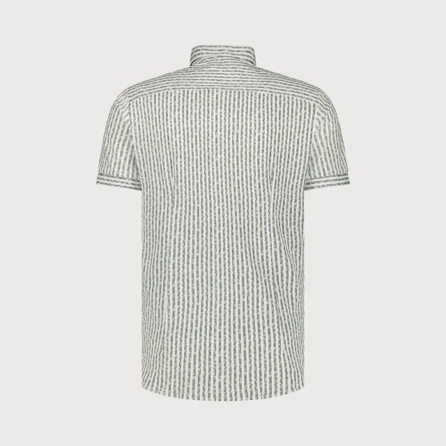 Blue Industry Het katoenen gestreepte korte mouwen overhemd | 5129.51-GREY large