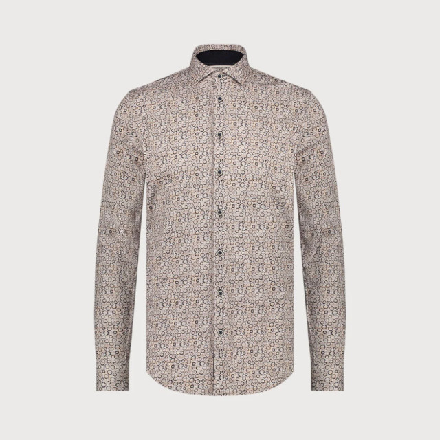 Blue Industry Ruitenmotief stretch overhemd | 3103.32-TAUPE large