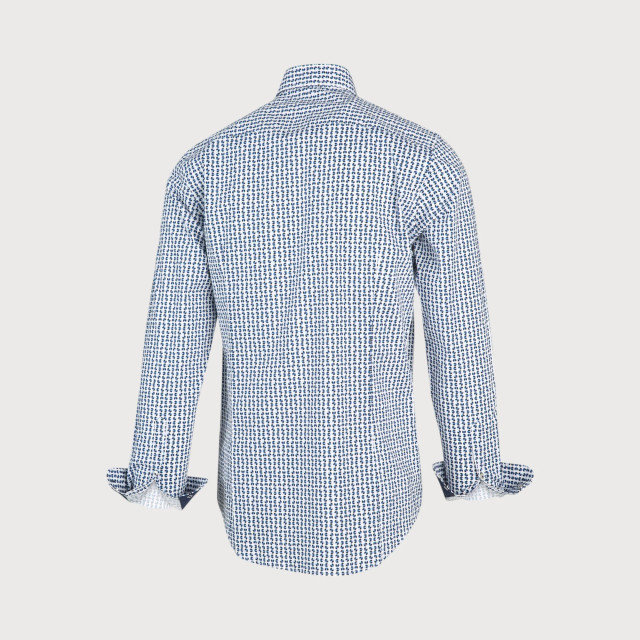 Blue Industry Wit blauw print overhemd | 2109.22-NAVY large