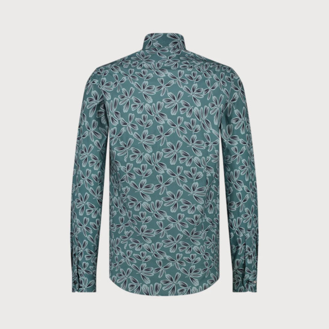 Blue Industry Bloemenprint stretch shirt | 3104.32-GREEN large