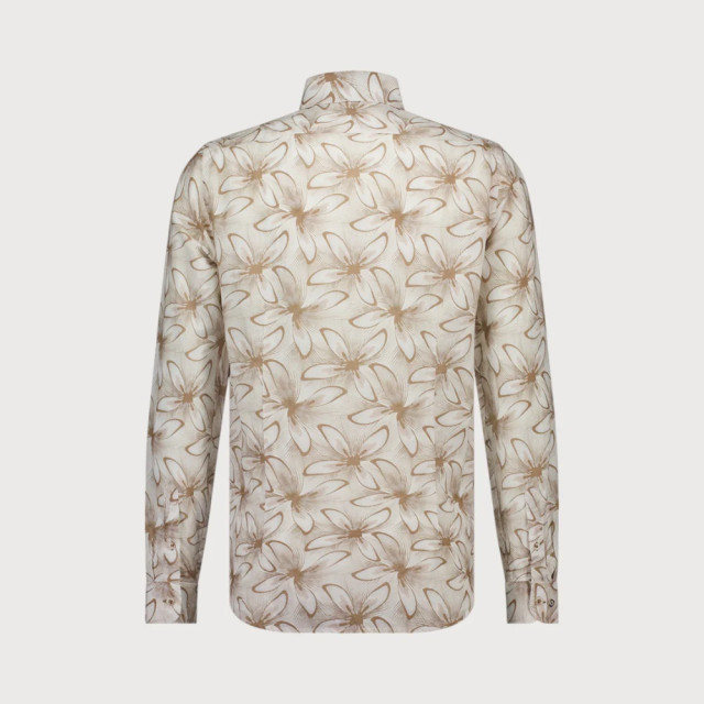 Blue Industry Print overhemd bloem | 4106.41-TAUPE large