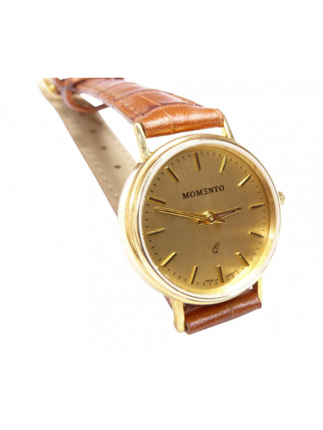 Christian Gouden memento horloge met leren band 826R3290-0332ME large