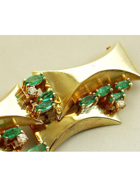 Christian Gouden broche met diamanten en smaragd 23R893-9292JC large