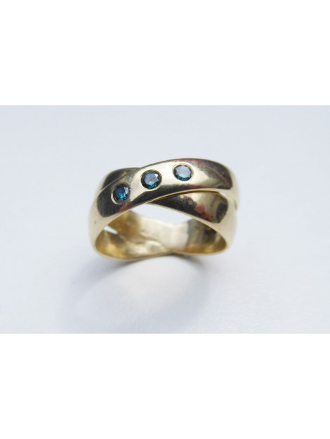 Atelier Christian Gouden ring met blue diamonds 10006AC large