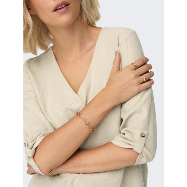 Jacqueline de Yong Say 3/4 linen v-neck top 15317390 large