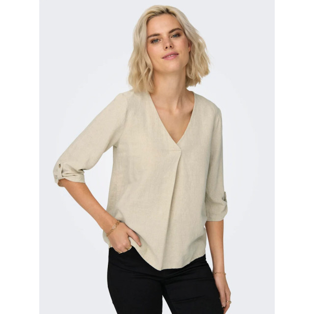 Jacqueline de Yong Say 3/4 linen v-neck top 15317390 large