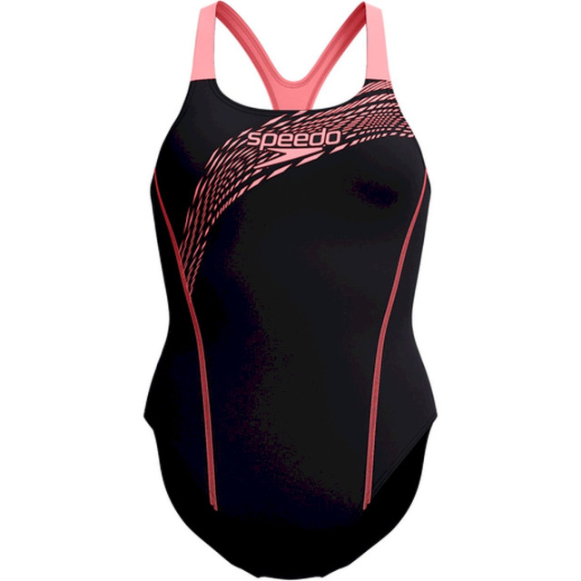 Speedo eco medley logo medalist 1p bla/ora wedstrijd badpak dames oranje-zwart 068131_479-44 large