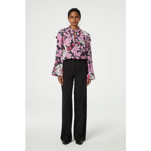 Fabienne Chapot 22-bls-aw23 9509-7317-alf bibi long sleeve blouse antra/bubble gum pin 22-BLS-AW23 9509-7317-ALF large