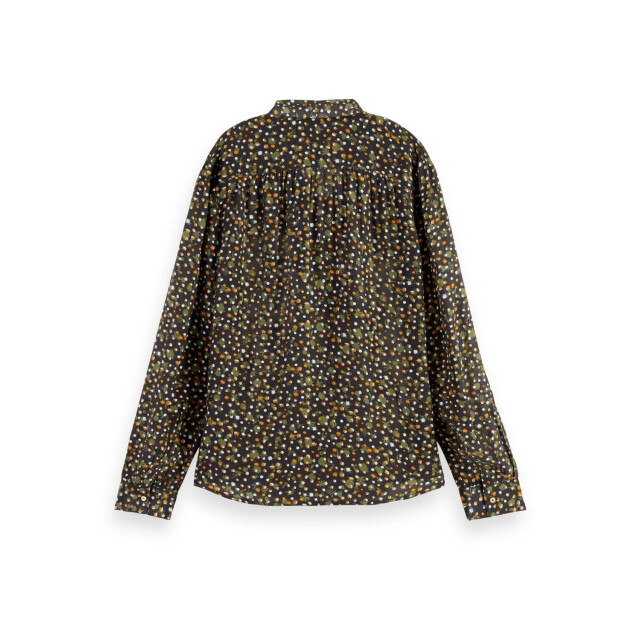 Scotch & Soda 169362 5382 scotch and soda drapey seasonal shirt with ties at neck space floral cinnamon spice 169362 5382 large
