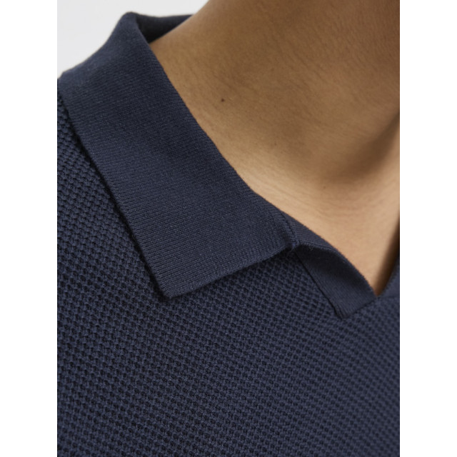 Jack & Jones Jprcceaston knit split neck ss sn navy 5369.37.0007 large
